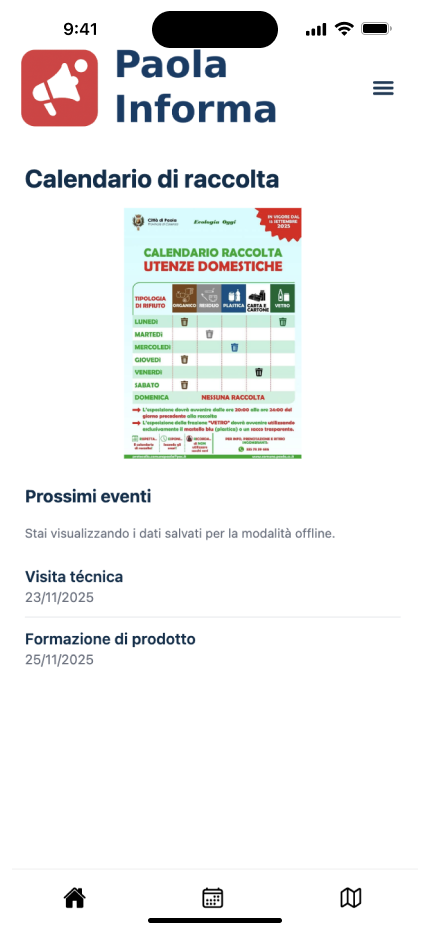 Calendario raccolta Paola Informa